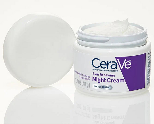 CeraVe Skin Renewing Night Cream jar on a white background