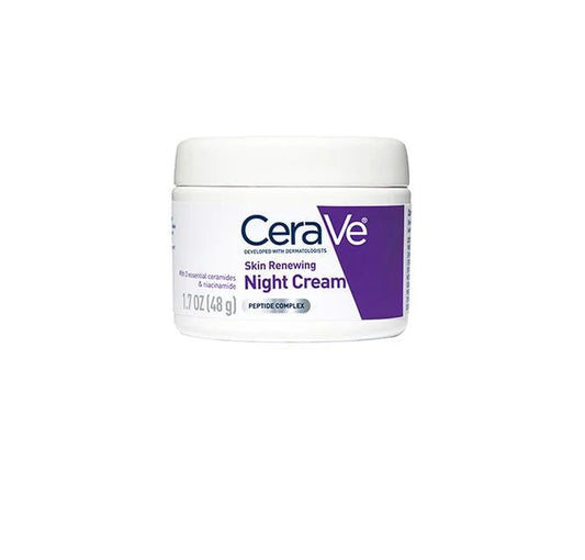 CeraVe Skin Renewing Night Cream jar on a white background